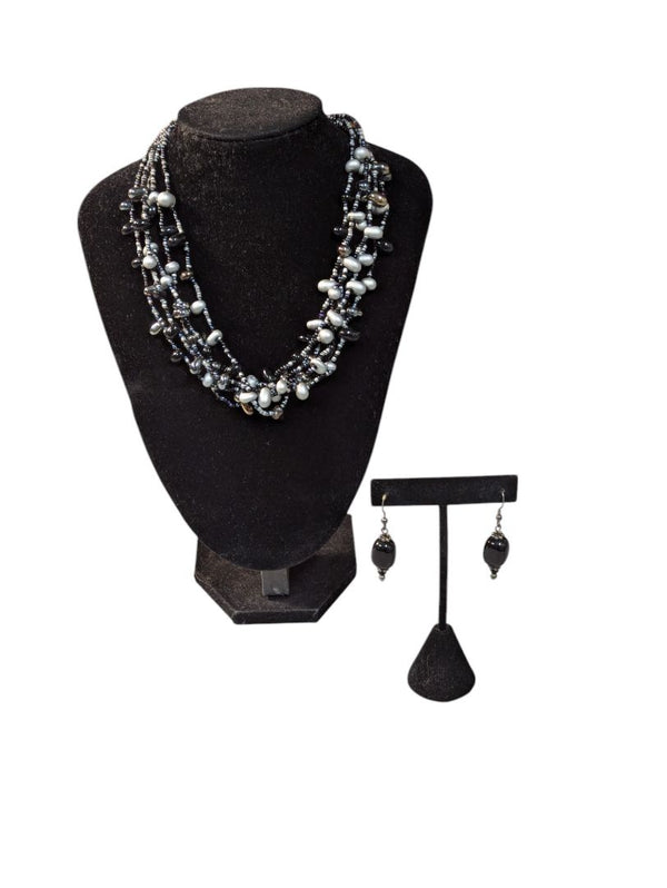 Black Bead Jewelry Set