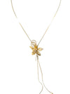 Neck tie style necklace with flower