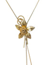 Neck tie style necklace with flower