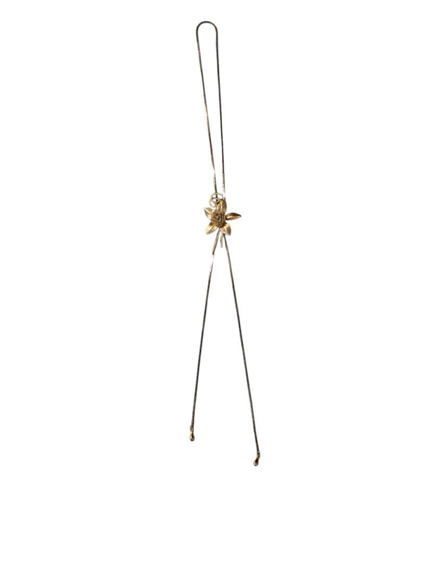 Neck tie style necklace with flower