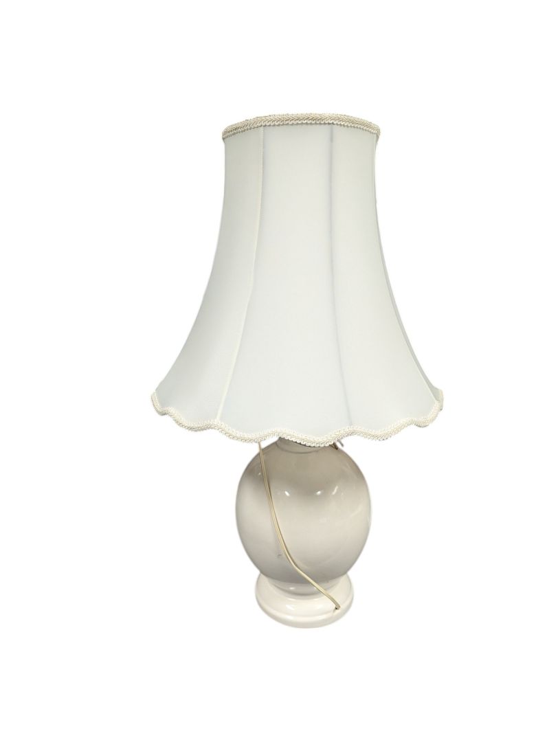 Tall White Lamp with Tulip Shaped Shade