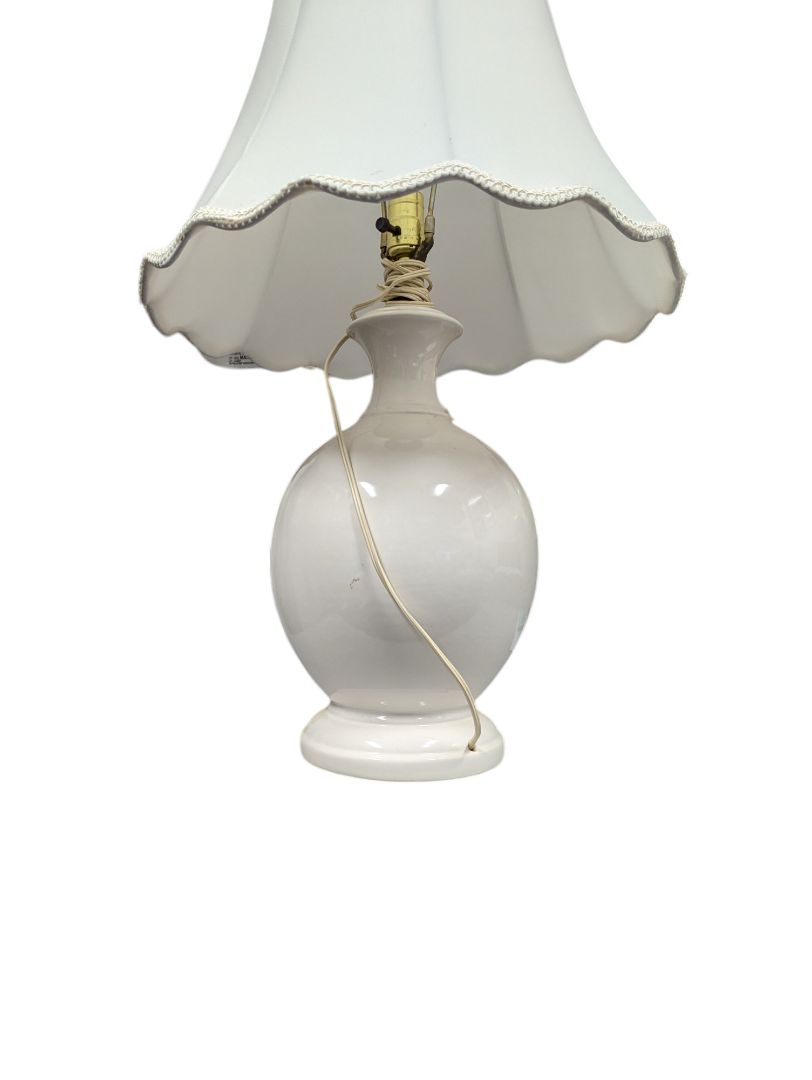 Tall White Lamp with Tulip Shaped Shade