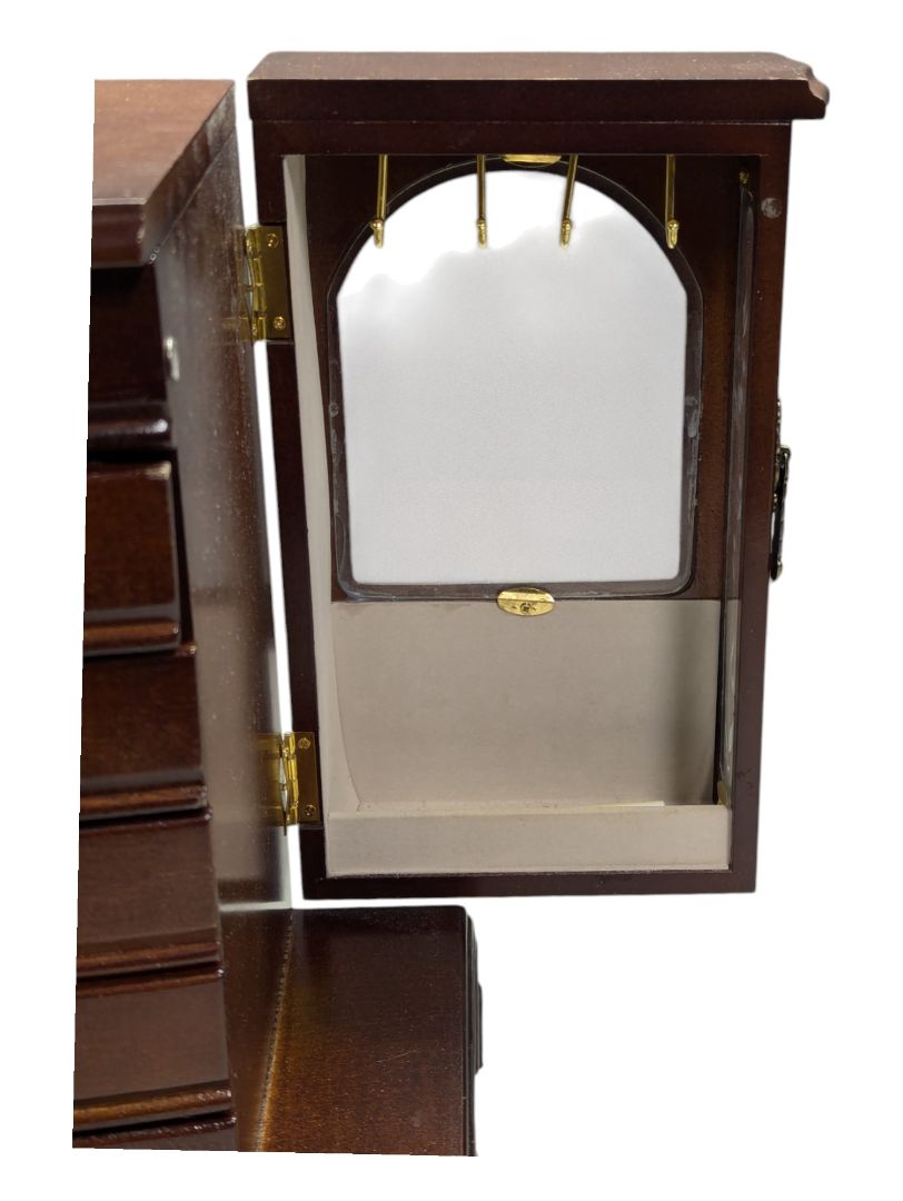 Vintage Jewlery Box with Drawers and Frosted Doors