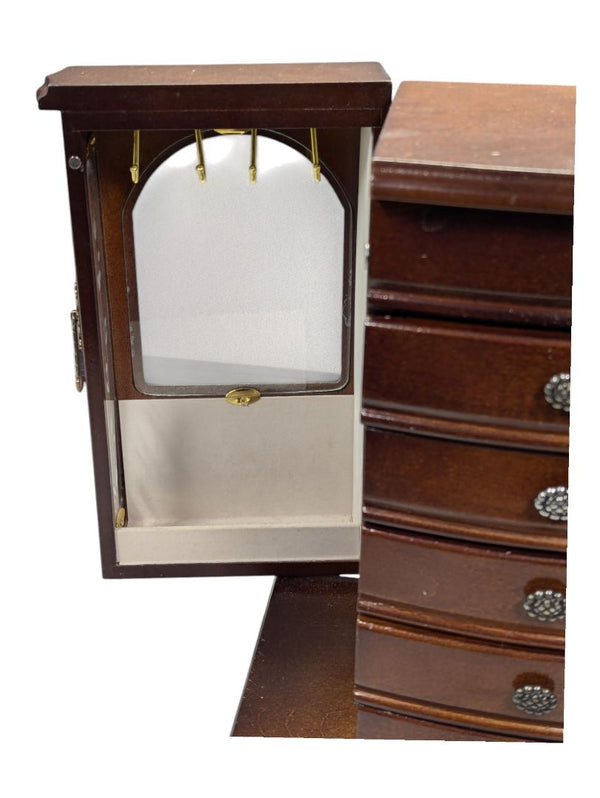 Vintage Jewlery Box with Drawers and Frosted Doors