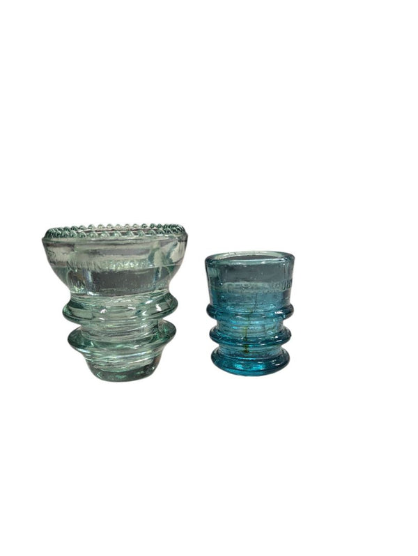 Pair of Blue Glass Candle Holders