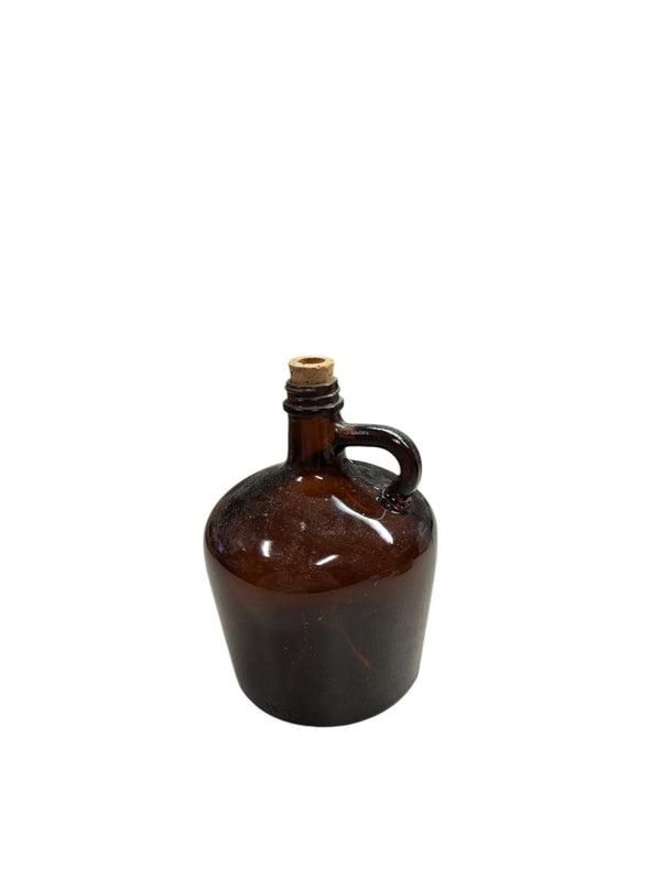 Amber Glass Jug with Cork and Handle