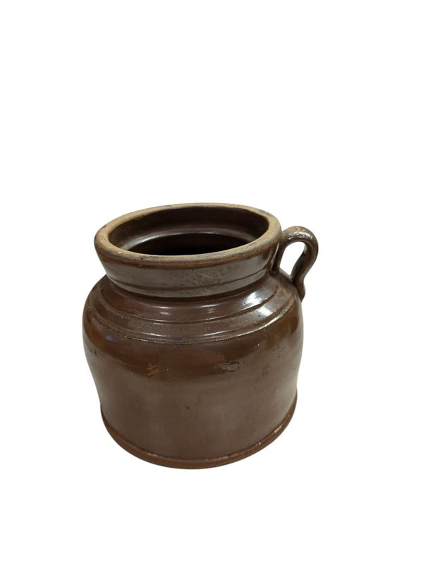 Brown Stoneware Pot with Handle