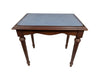 Small Wooden Bench with Blue Cushion