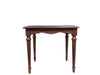 Small Wooden Bench with Blue Cushion