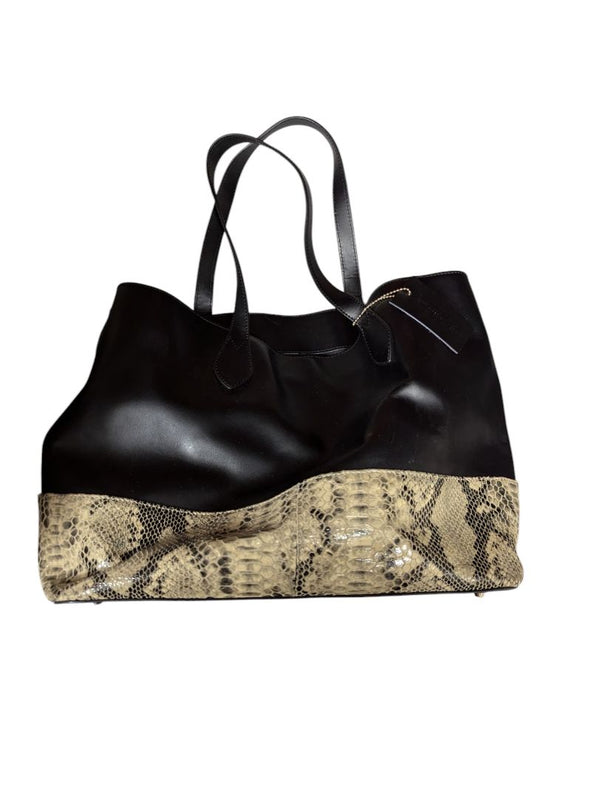 Daniel Large Leather Tote With Reptile Snake Band