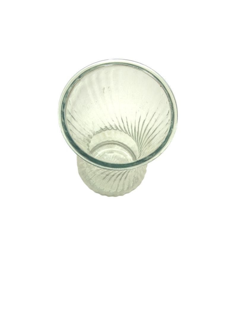 Glass Vase with Spiral Ridges