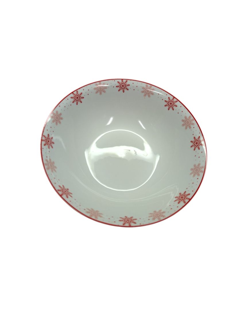 Red and White Snowflake Cereal Bowl