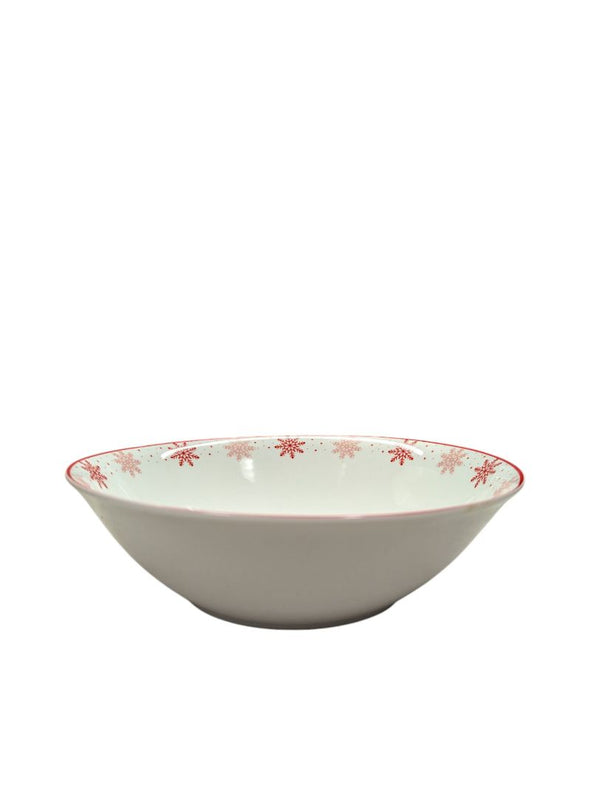 Red and White Snowflake Cereal Bowl