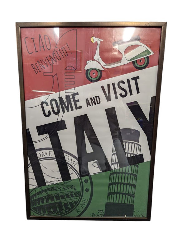 Framed "Come and Visit Italy" Poster 25" x 37"