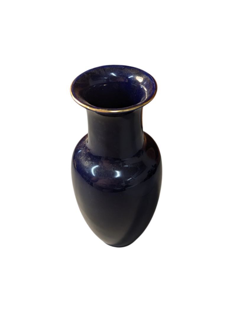 Cobalt Blue Vase with Floral Pattern