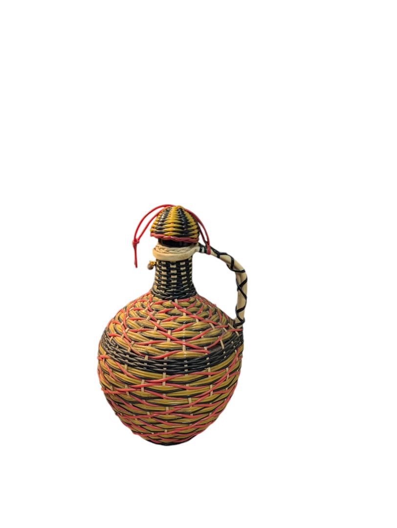 Glass Decanter Covered with Multicoloured Weaving