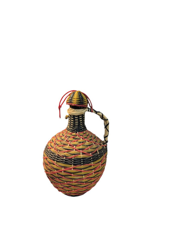 Glass Decanter Covered with Multicoloured Weaving