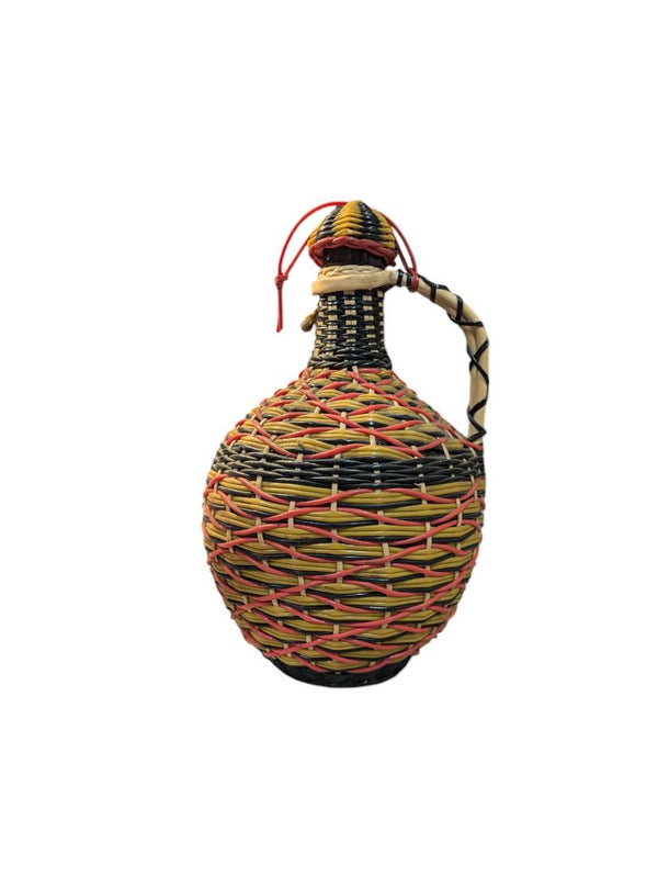 Glass Decanter Covered with Multicoloured Weaving