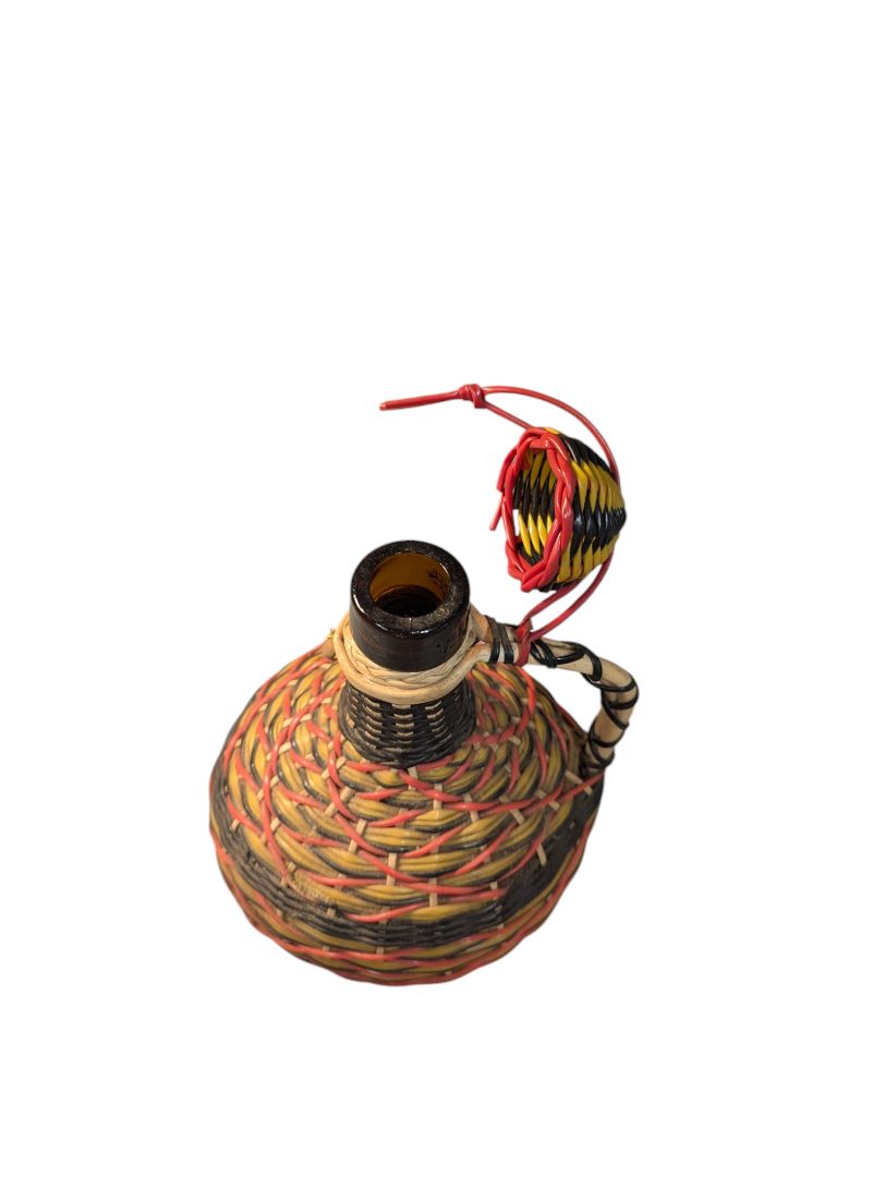 Glass Decanter Covered with Multicoloured Weaving