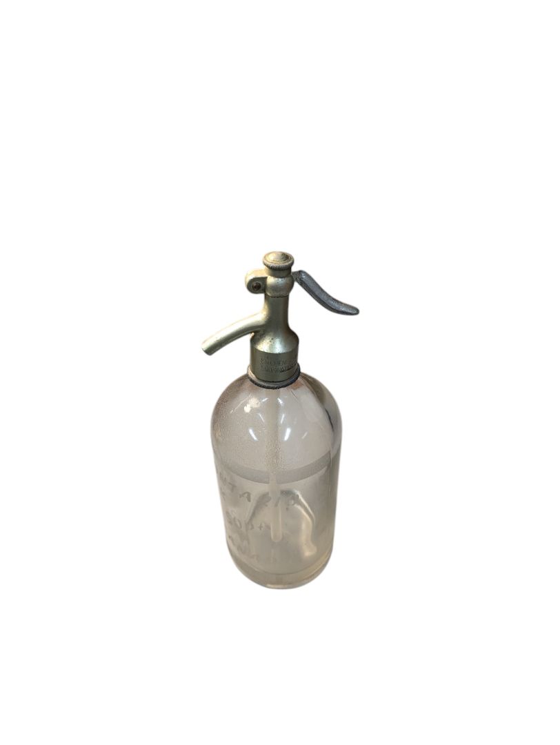 Glass Vintage Seltzers Soda Bottle Silver