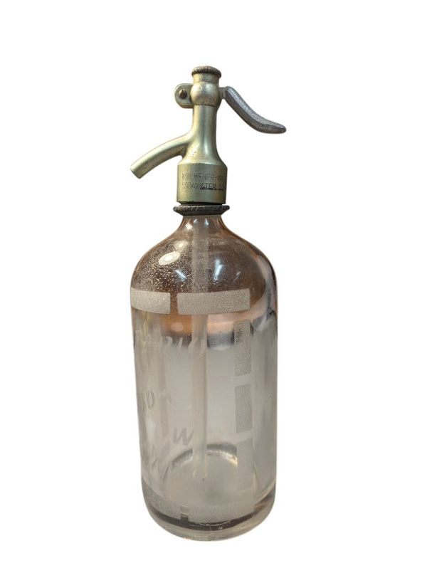 Glass Vintage Seltzers Soda Bottle Silver