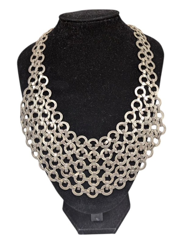 Chainmail Silver Bib Necklace