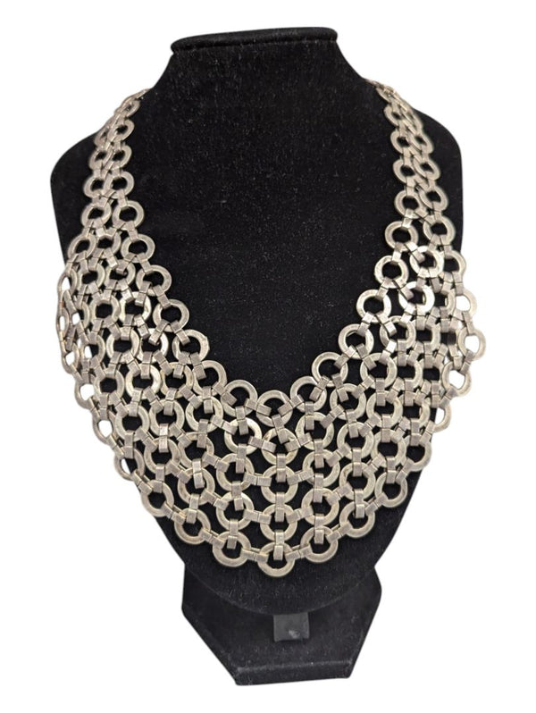 Chainmail Silver Bib Necklace