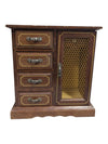 Wooden Jewelry Box with Drawers and Lattice Door