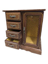 Wooden Jewelry Box with Drawers and Lattice Door