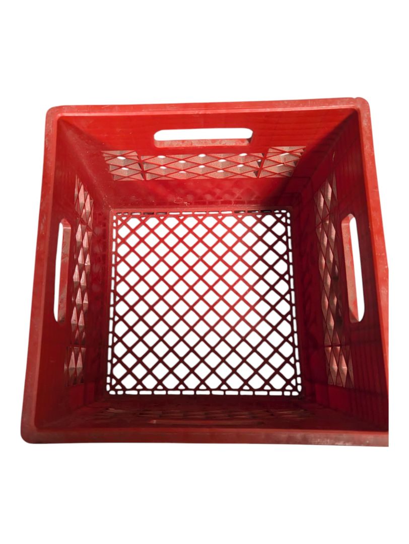 Red Plastic Milk Crate