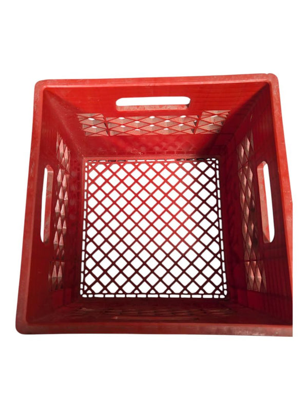 Red Plastic Milk Crate