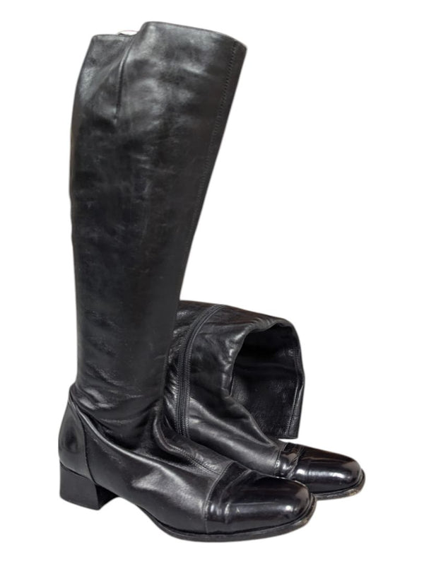 Black Vero Cuoio Tall Leather Boots Size 37 1/2