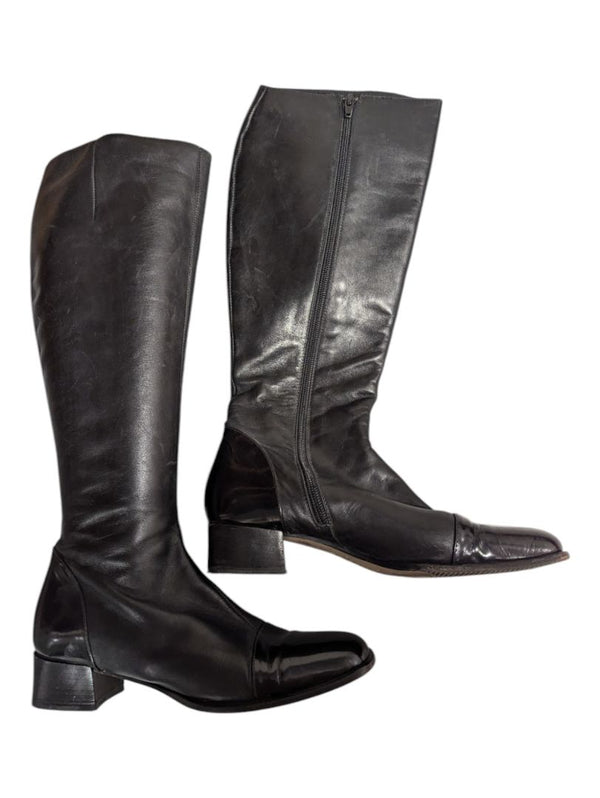 Black Vero Cuoio Tall Leather Boots Size 37 1/2