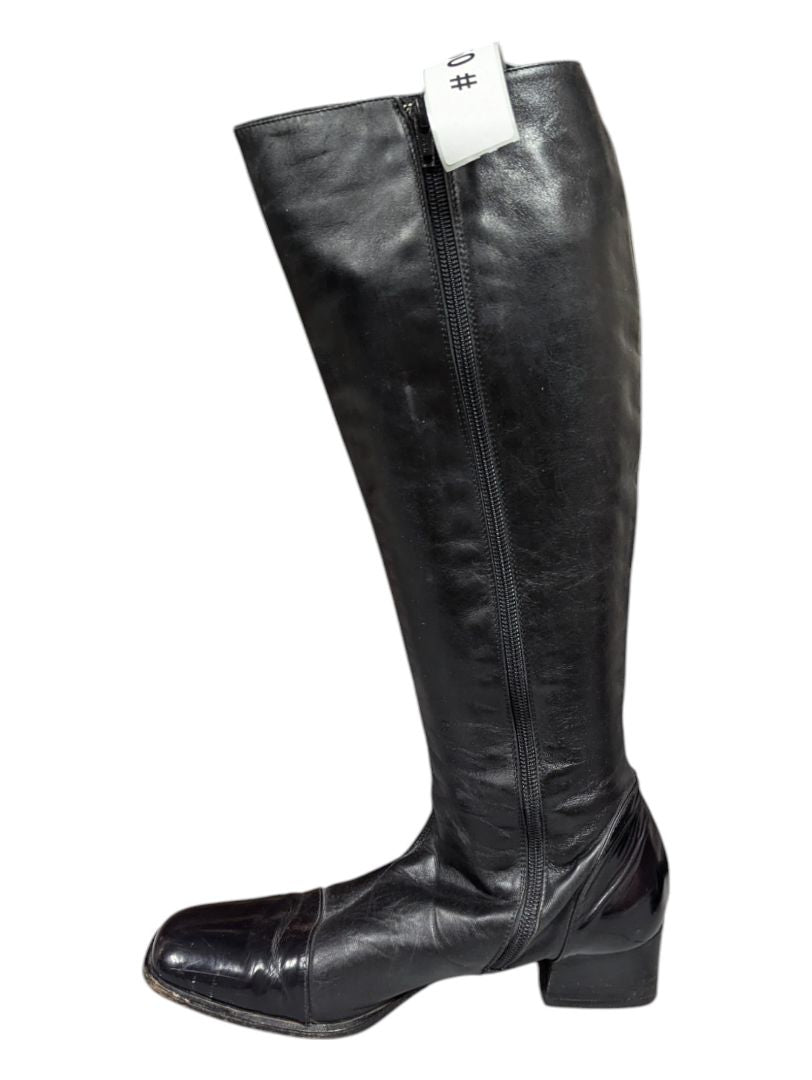 Black Vero Cuoio Tall Leather Boots Size 37 1/2
