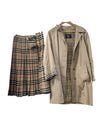 Burberrys' Tan Trenchcoat and Plaid Skirt Set Size 10