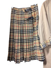 Burberrys' Tan Trenchcoat and Plaid Skirt Set Size 10