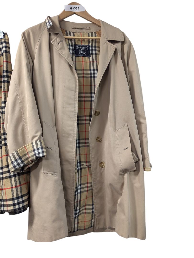 Burberrys' Tan Trenchcoat and Plaid Skirt Set Size 10