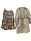 Burberrys' Tan Trenchcoat and Plaid Skirt Set Size 10