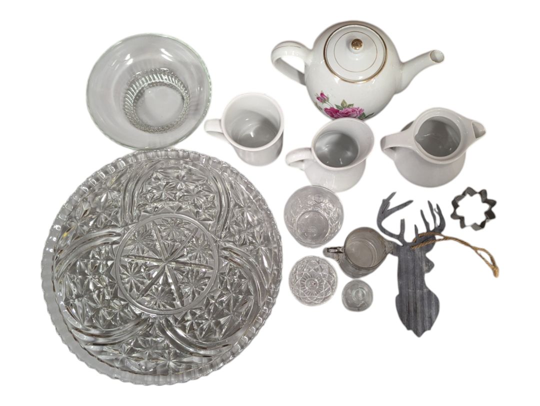 Lot of Assorted Ceramic and Crystal Dishware