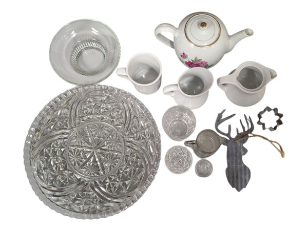 Lot of Assorted Ceramic and Crystal Dishware
