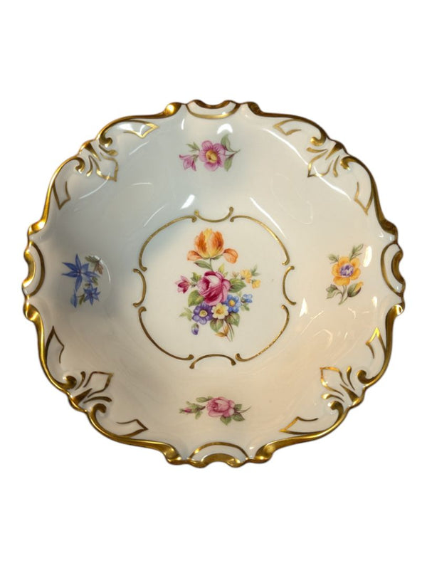 Floral and Gold Ceramic Candy Bowl
