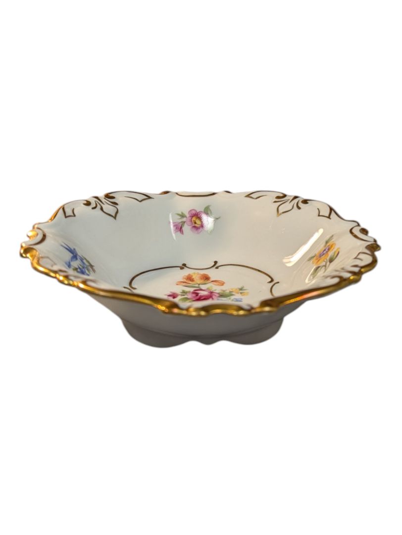 Floral and Gold Ceramic Candy Bowl