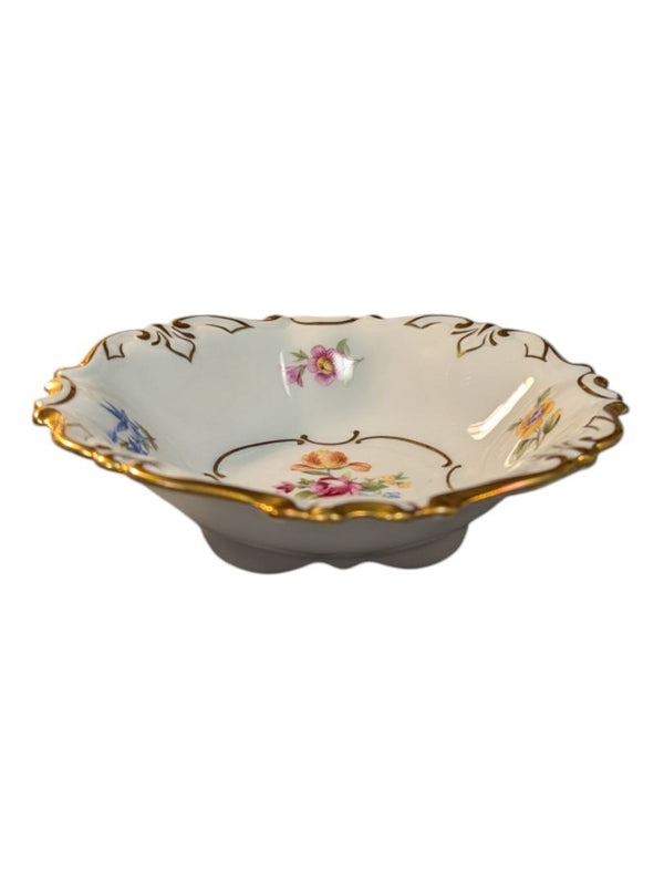 Floral and Gold Ceramic Candy Bowl