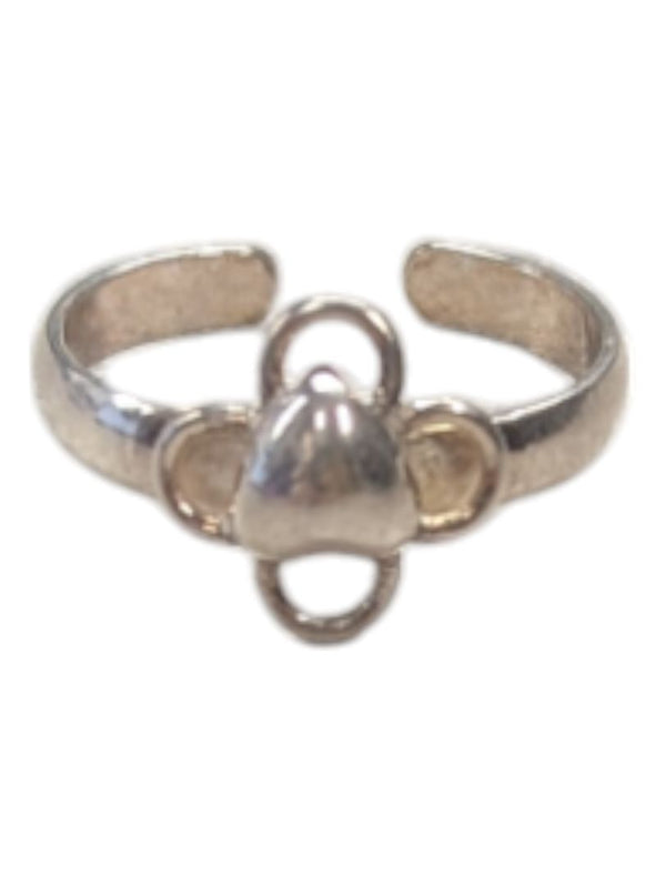 Heart and Flower Silver Ring Size 1 3/4 (13)