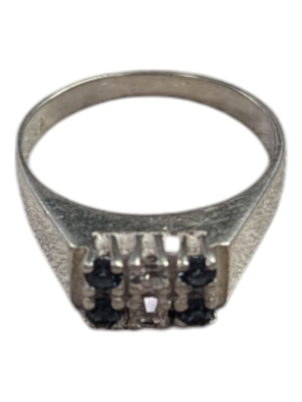 Gem Cluster Signet Silver Ring Size 6 3/4 (17 1/2)
