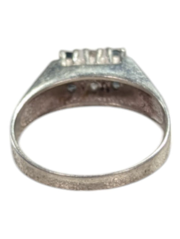 Gem Cluster Signet Silver Ring Size 6 3/4 (17 1/2)