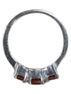 Red Tristone Silver Ring Size 6 1/2 (17)
