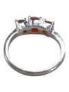 Red Tristone Silver Ring Size 6 1/2 (17)