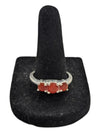 Red Tristone Silver Ring Size 6 1/2 (17)