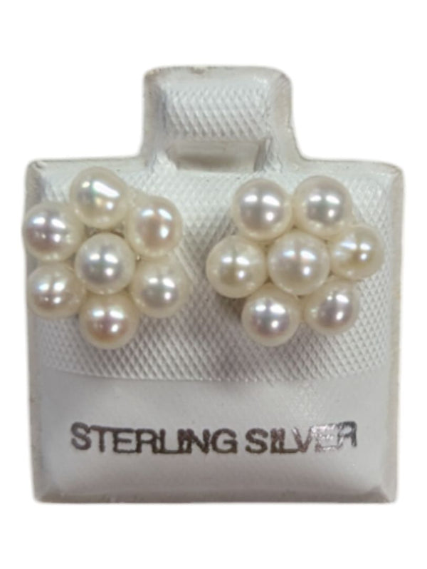 Silver Fresh Water Pearl Cluster Earings